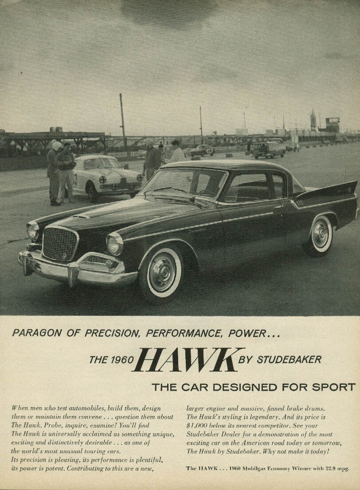 Paragon of precision performance power Studebaker Hawk ad 1960 TIME