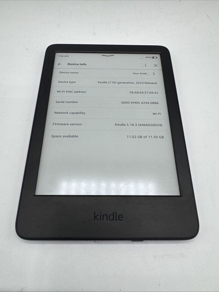 Amazon Kindle 11th Gen 2024 RS23CV Black 16gb Reader Only