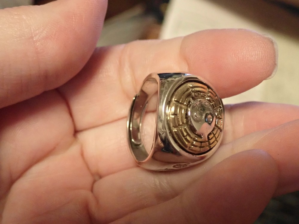 Mens Yin Yang Spinner Sterling Silver Ring adjustable