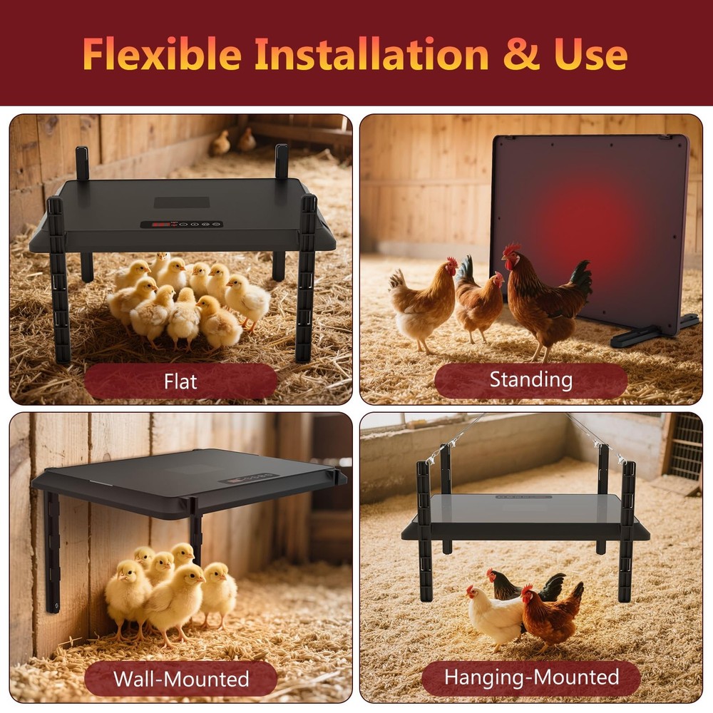 Smart Chick Brooder Heating Plate, Chicken Coop Heater, 75W Brooder Heater wi...