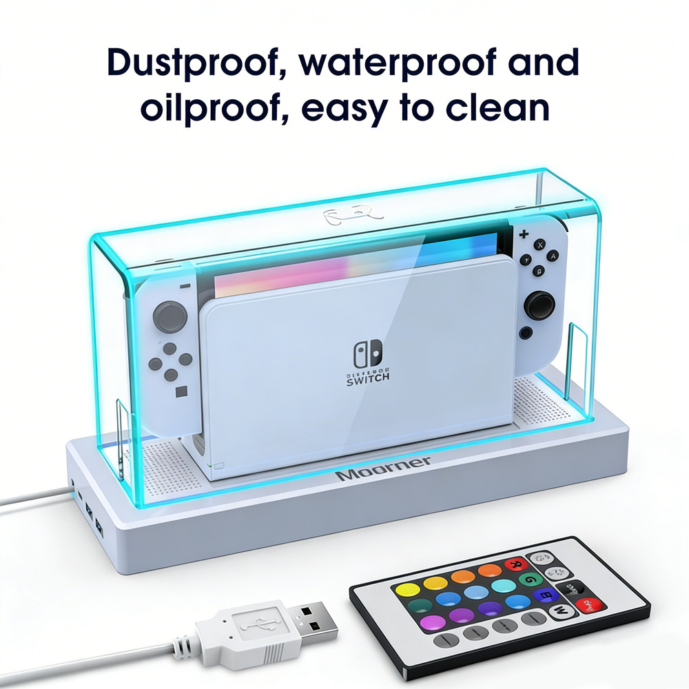 Dust cover with base, transparent Switch protective case, Scratch dust resistant