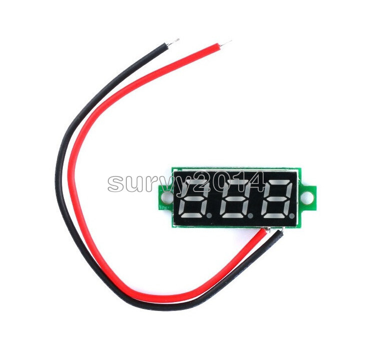 Yellow 0.28" 2 Wire Mini DC Digital Panel Voltmeter Panel Mount LED Voltage