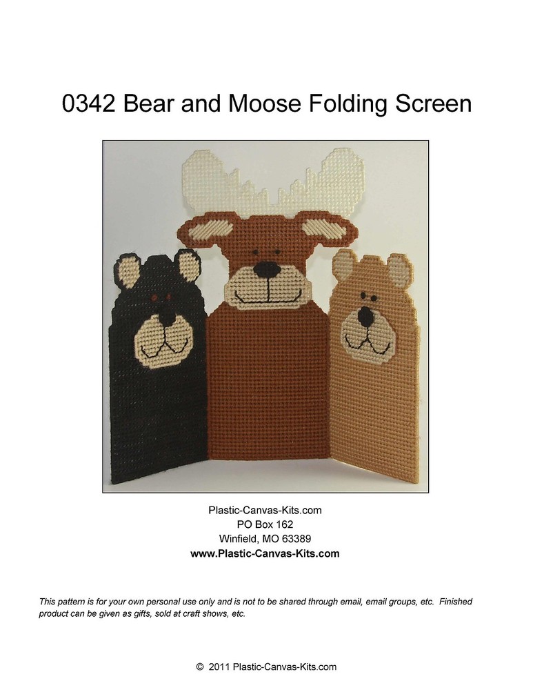 Bears and Moose Folding Screen- Plastic Canvas Pattern or Kit
