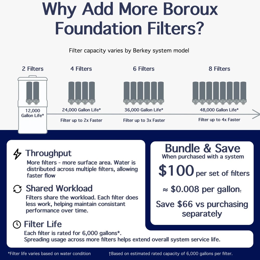 Berkey Water Filter System w/ 2 Boroux Filters & Water Level Spigot