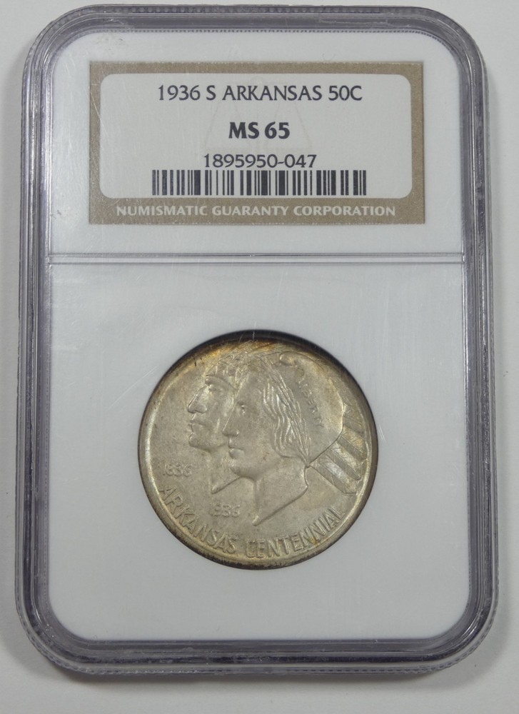 1936-S Arkansas Centennial Silver Commemorative Half Dollar NGC MS 65