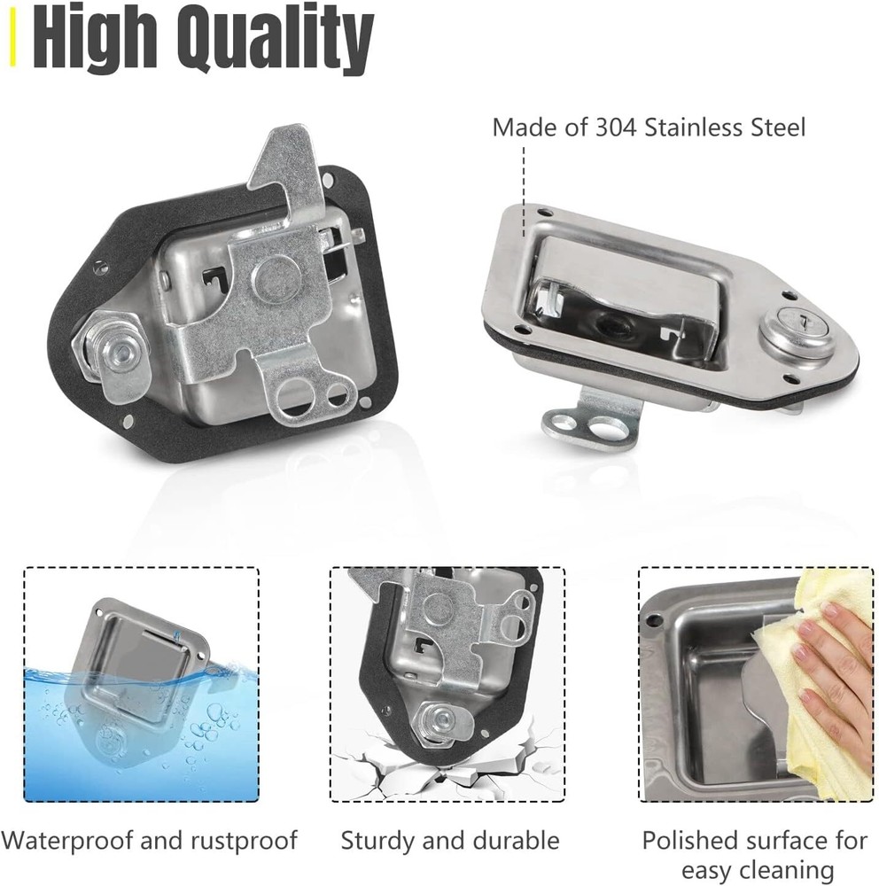 2Pcs Truck Tool Box Latch Toolbox Paddle Lock Replacement Handle Stainles