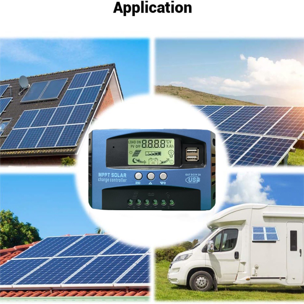 MPPT Solar Charger Controller Battery Regulator Dual USB LCD Display 100A
