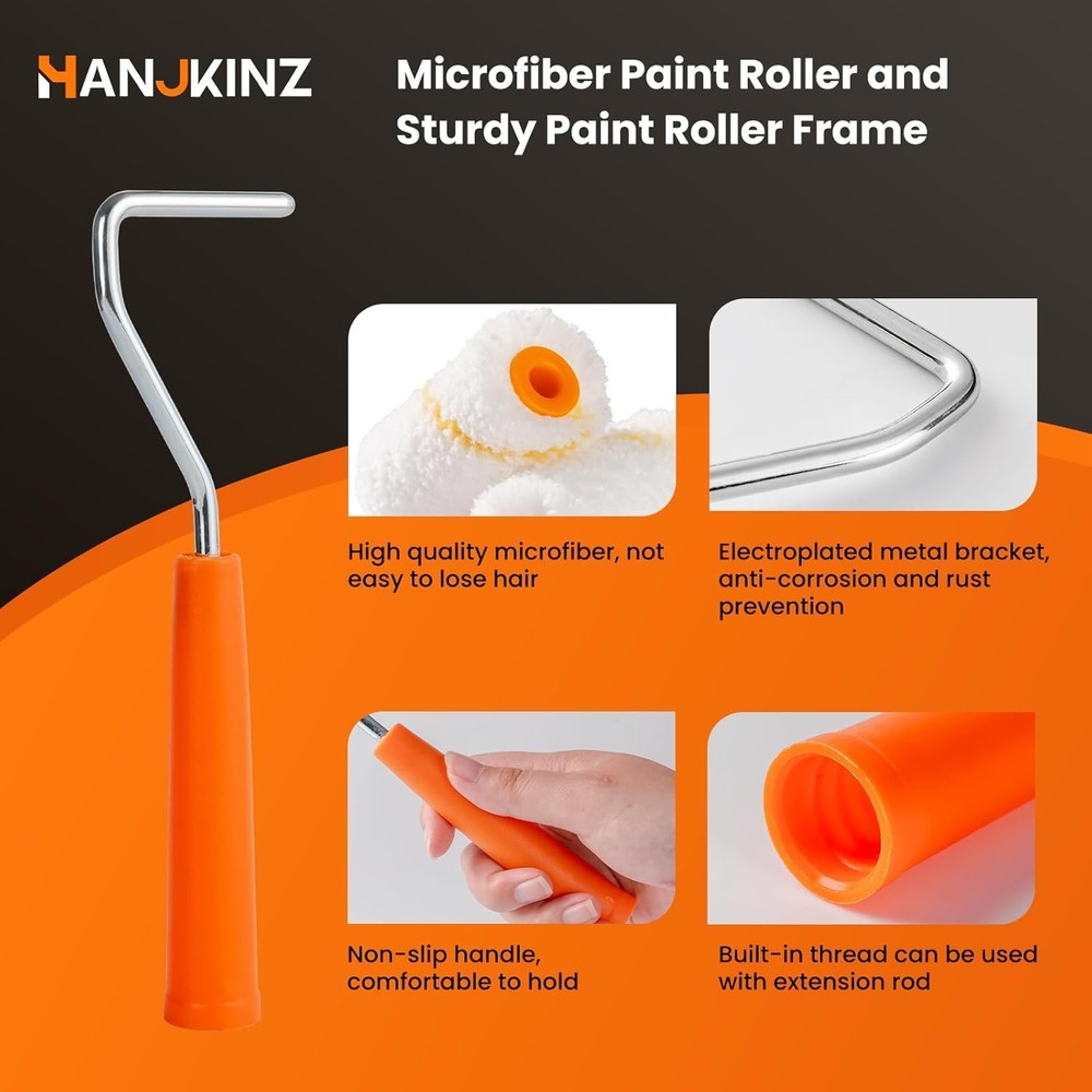 Paint Roller kit, 2 Inch 15 Pack Small Paint Roller Kit with Microfiber Paint Ro