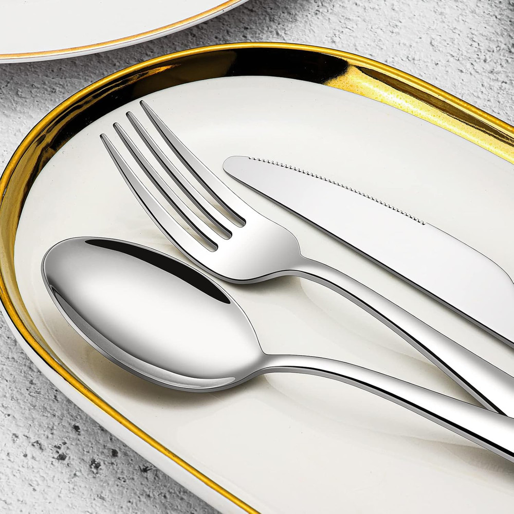 40 Piece Silverware Set for 8, Stainless Steel Flatware, Kitchen Utensils