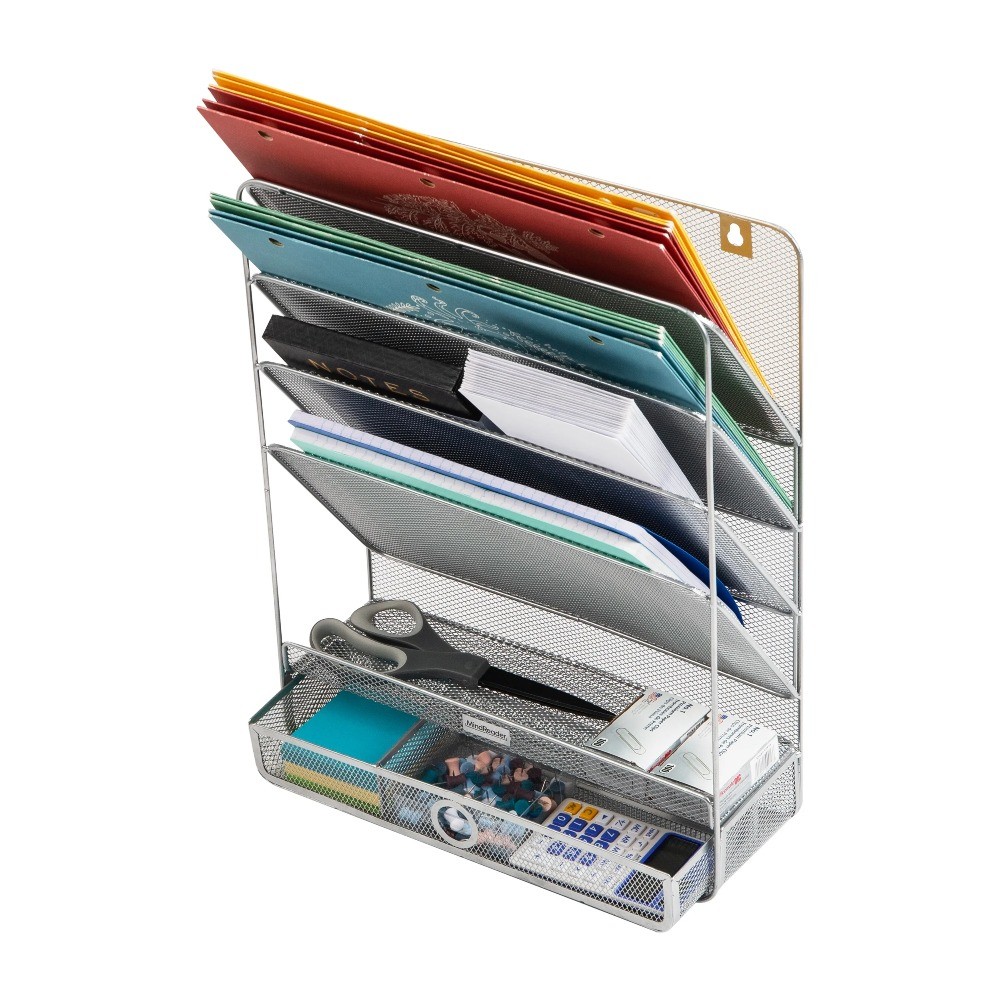 Mind Reader 4-Tier Vertical File Storage, Desktop Organizer, Wall Mount, Office
