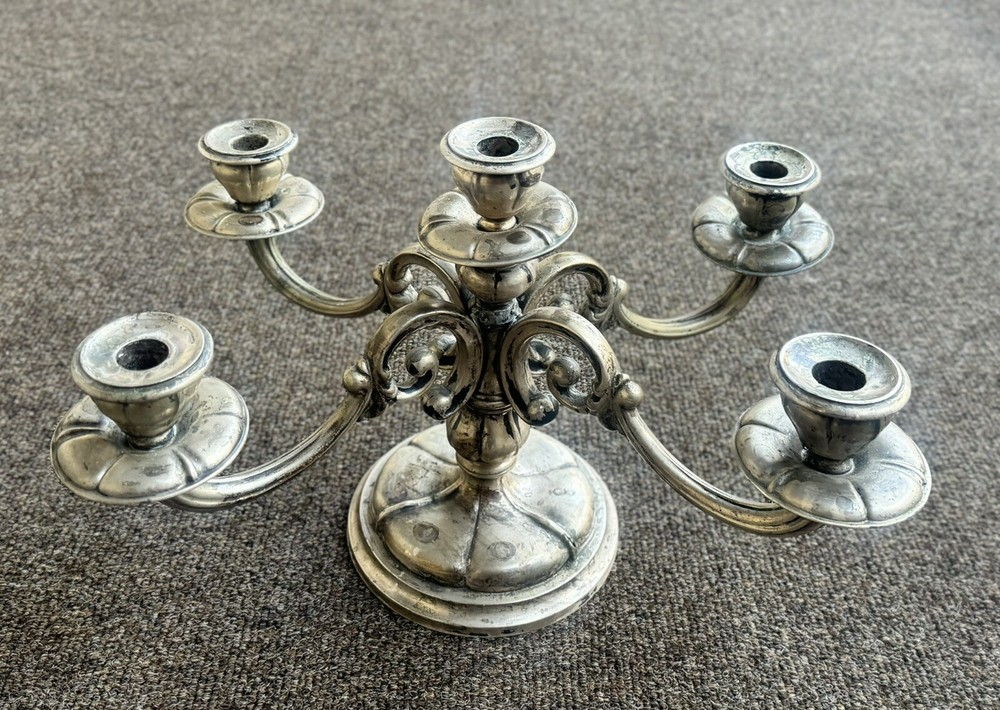 800 Sterling Silver English Style Five Armed Candelabra 910 gr