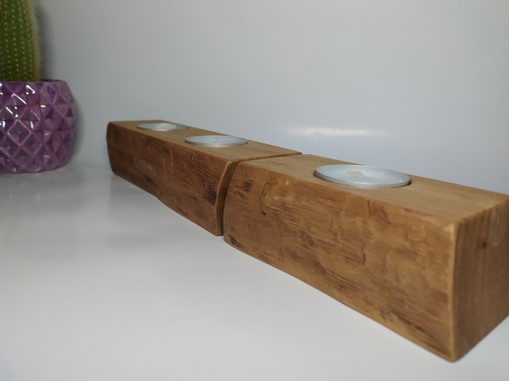 WOODEN CANDLESTICKS WITH CANDLES