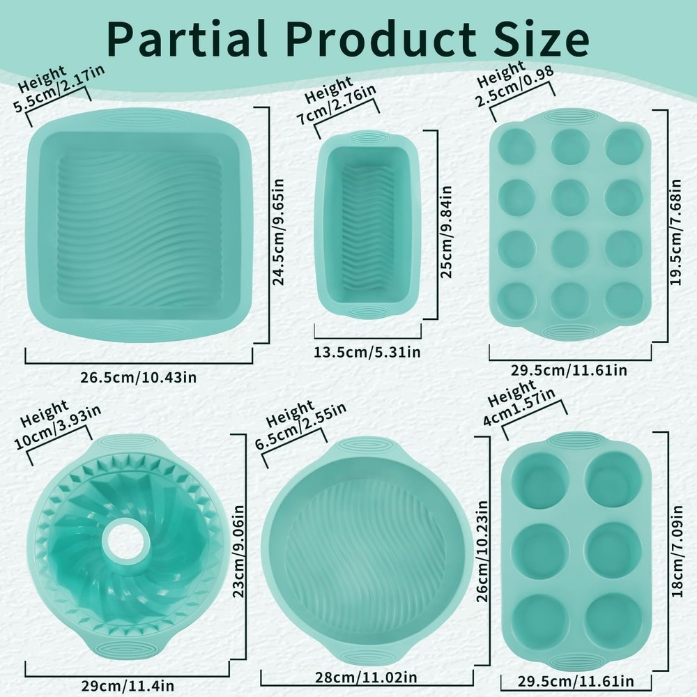 32 Pieces Silicone Baking Pans Set, Nonstick Bakeware Set for Kitchen Oven