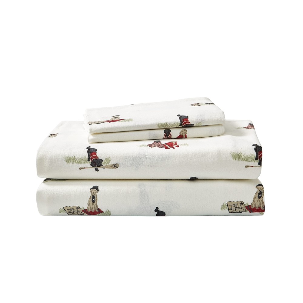 Eddie Bauer - King Sheet Set, Warm Breathable Cotton Flannel Bedding with Dee...