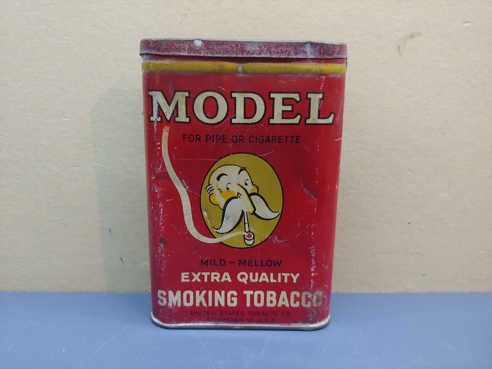 Vintage MODEL Mild - Mellow Extra Quality Smoking Tobacco Pocket Tin Can - Empty
