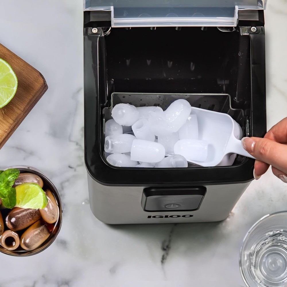 Portable Ice Maker with Scoop - Countertop Ice Maker with LED Control Panel &...