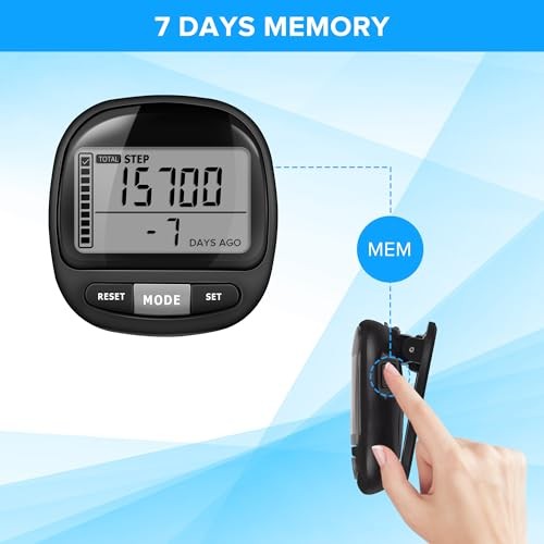 3D Pedometer Step Counter for Walking and Miles, Simple Step Tracker with