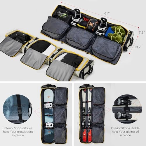 Roller Snowboard Bag with Wheels Adjustable Length… Light Brown