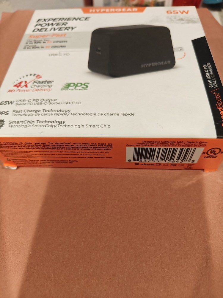Hypergear *Black* SpeedBoost 65W USB-C PD Wall Charger