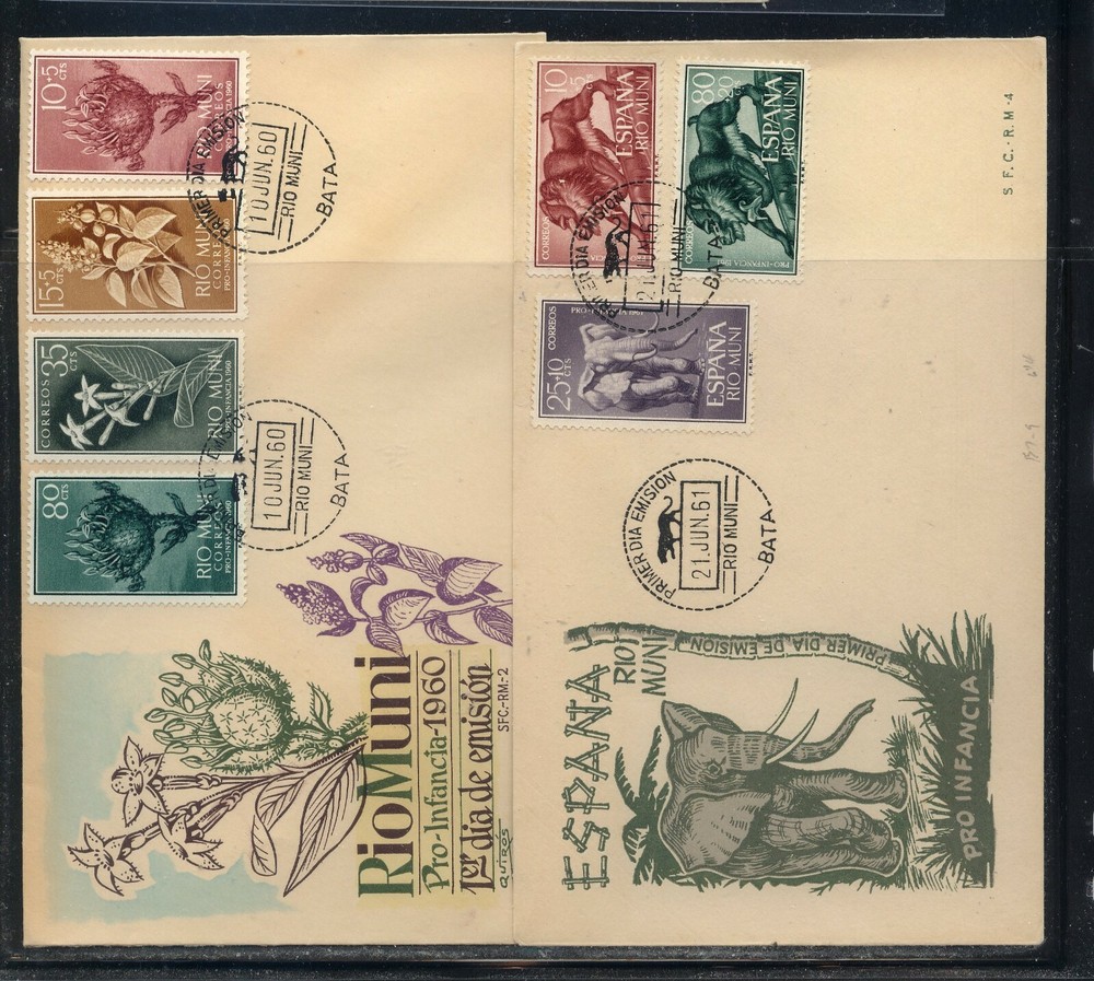 Spain    Rio Muni  2 nice cachet covers, one elephants