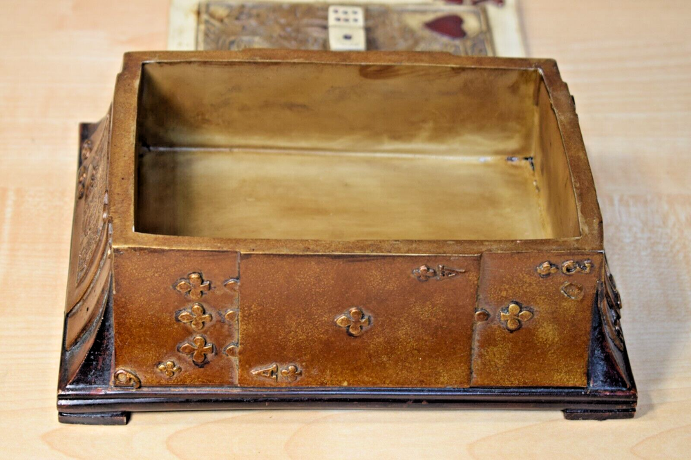 Playing Card Covered Chest Box Vintage Ceramic