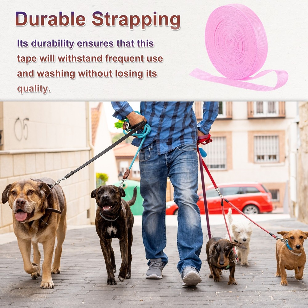 Nylon Webbing Strap, 22 Yards x 1-1/4" Polypropylene Flat Webbing Strap (Pink)