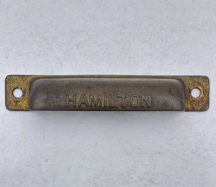 Antique Bin Pull Drawer Printers Cabinet Hamilton Handle Vintage Brass Hardware