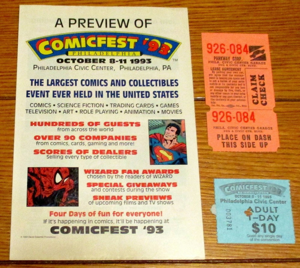 1993 Comicfest Philadelphia Pa Program Lot 6W