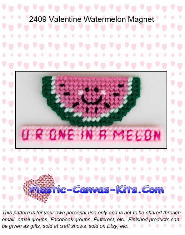Valentine's Day Watermelon Magnet-Plastic Canvas Pattern/Kit