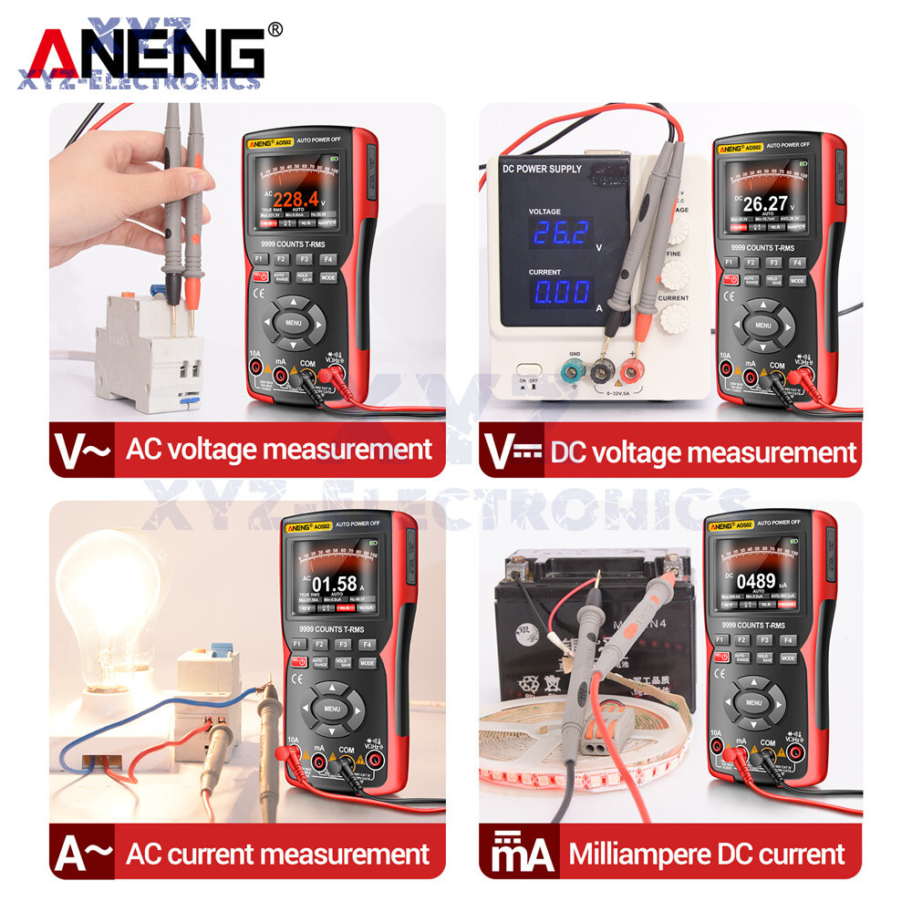 ANENG AOS02 LCD Digital Oscilloscope Transistor Tester Multimeter 9999 Counts