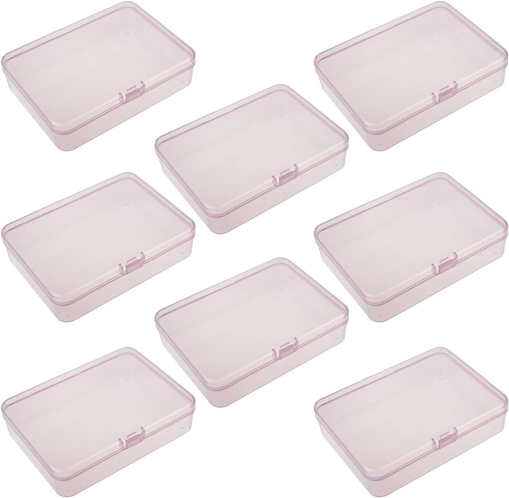 Goodma 8 Pieces Rectangular Plastic Boxes Empty 4.5 x 3.3 x 1.1 inch, Pink