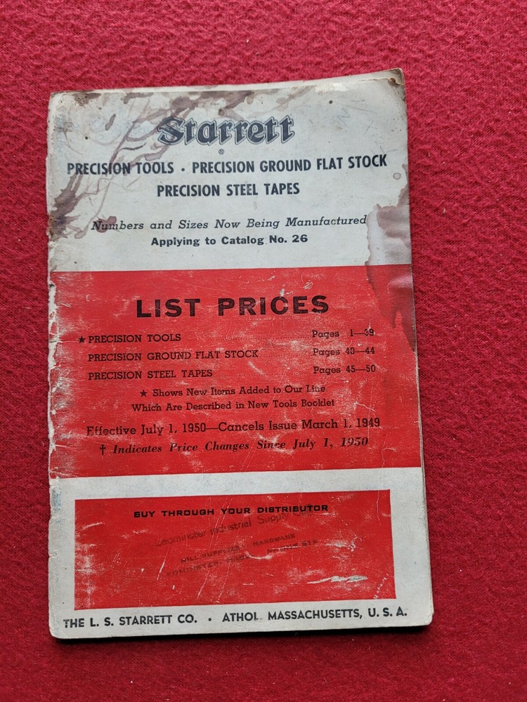 Starrett Price Guide 1950