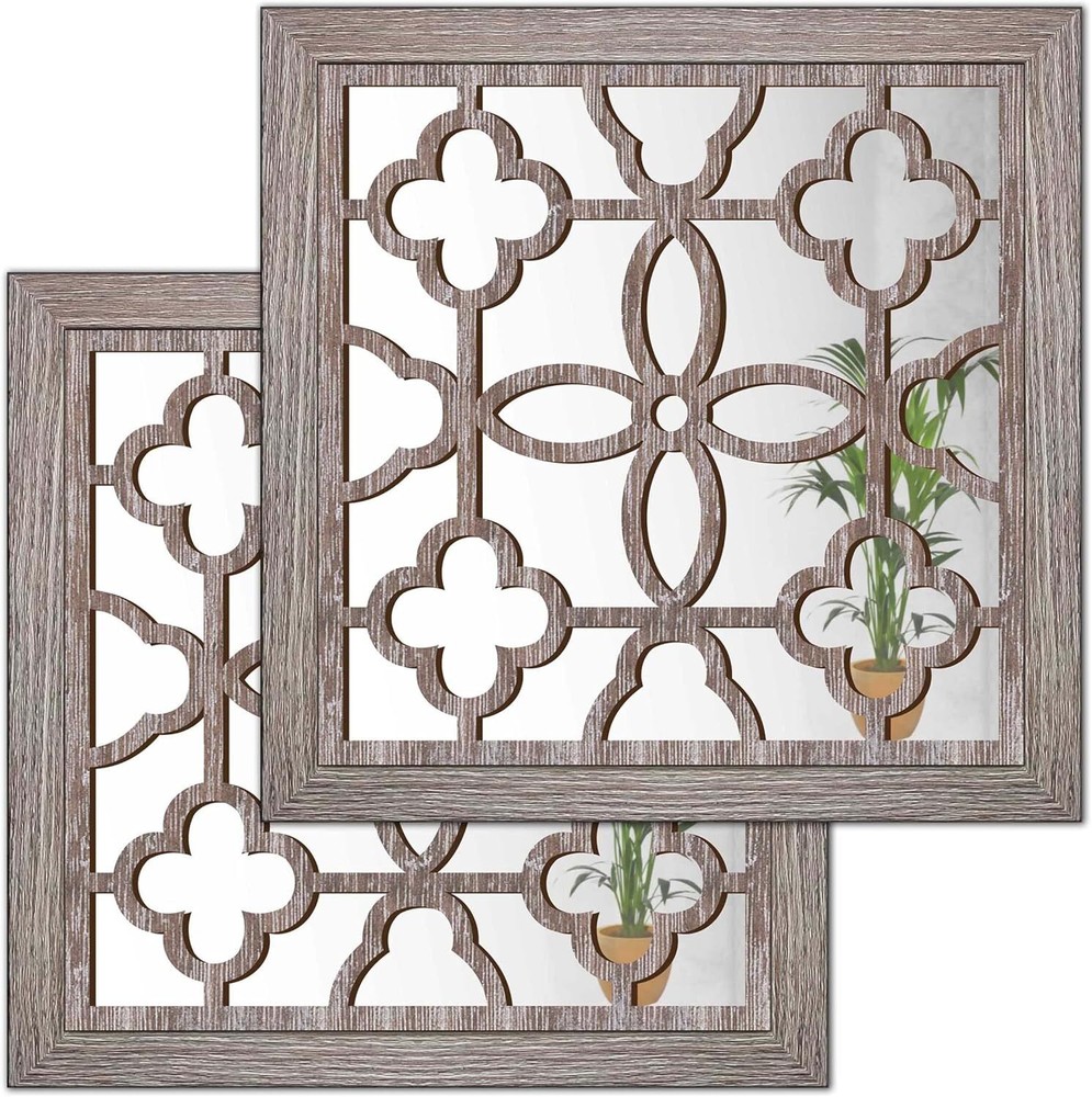 Square Mandala Cutout Wall Mirror Decor - Kitchen Entryway Decorative Mirror