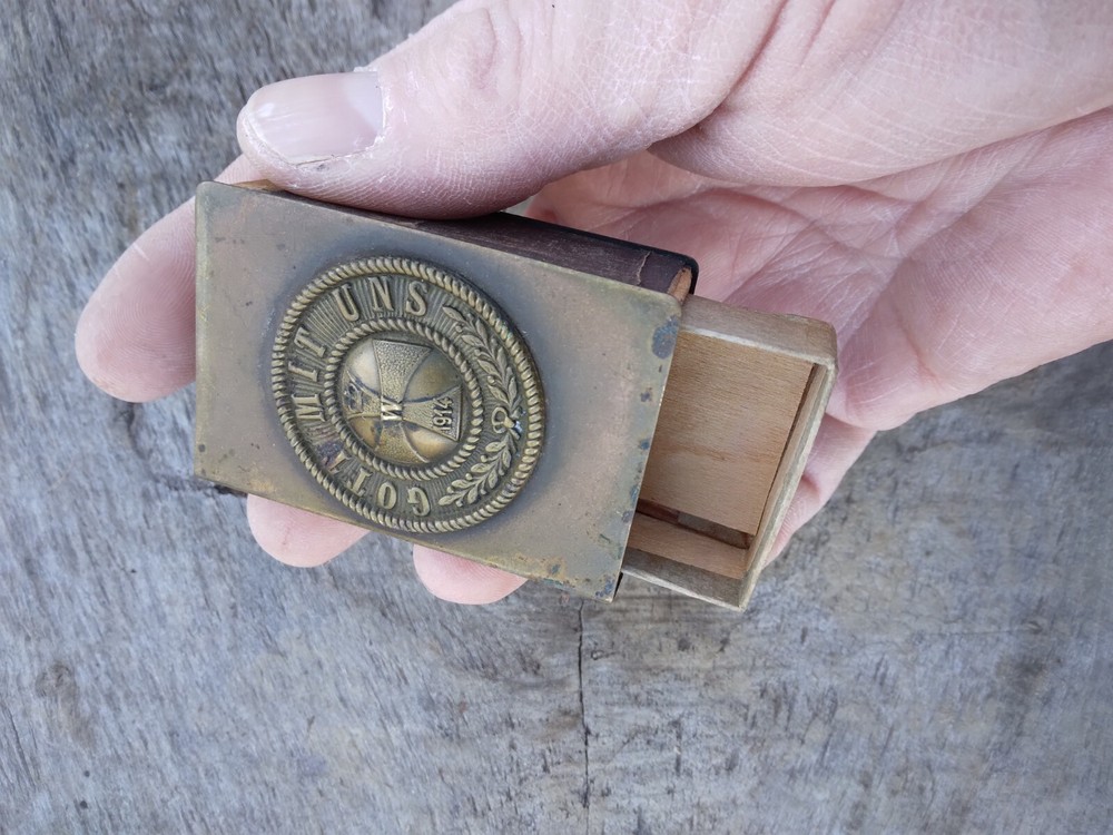 WW1 German Got Mit Uns Iron Cross Match Safe