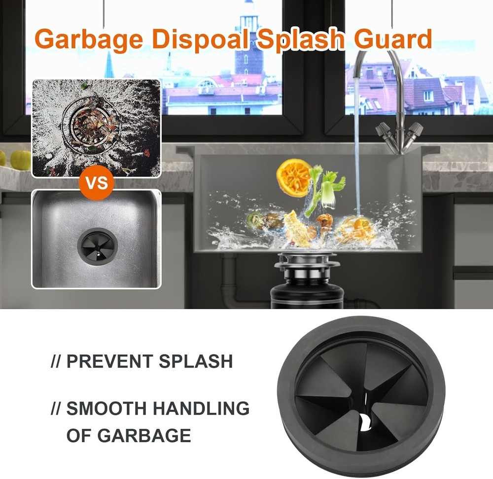 2Pc Garbage Disposal Splash Guard Sink Baffle, 3 1/8" Removable Garbage Disposal