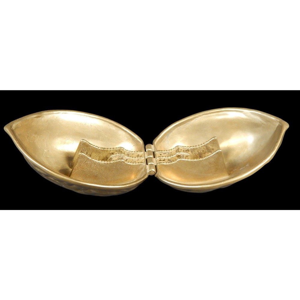 Vintage Heavy Brass Walnut Shaped Nutcracker