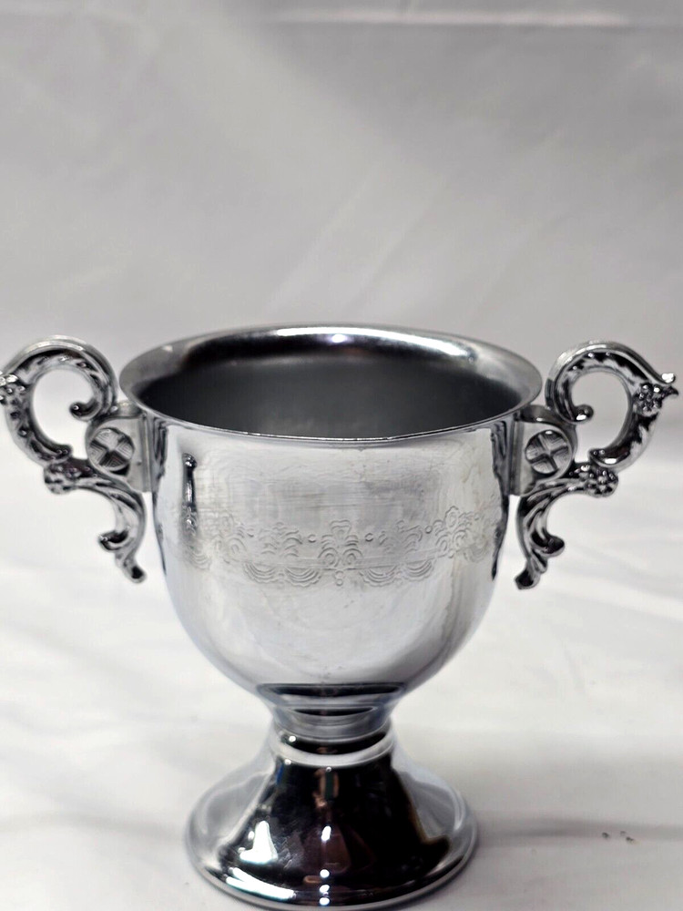 Silverplate Sugar & Creamer Set Ornate Handles Trophy Style
