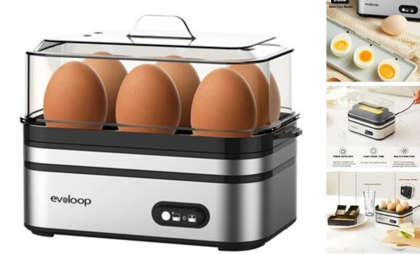 Rapid Egg Cooker Electric 6 Eggs Capacity, Soft, Medium, Hard Boiled, Silver