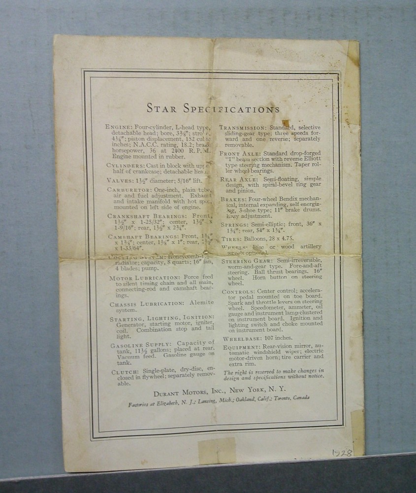 1928 Star Sales Catalog