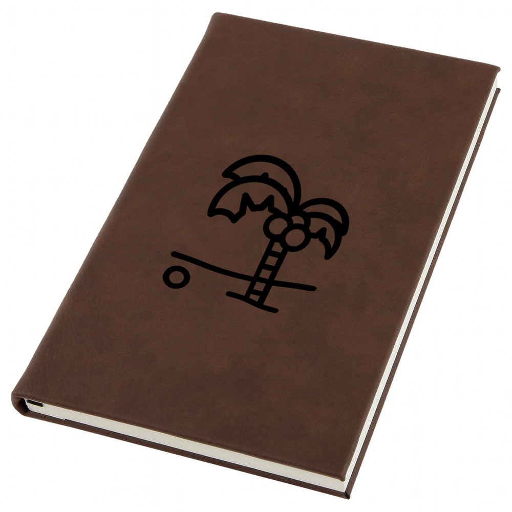 Coconut Tree Engraved Leather Journal, Personal Planner with Lined Pages