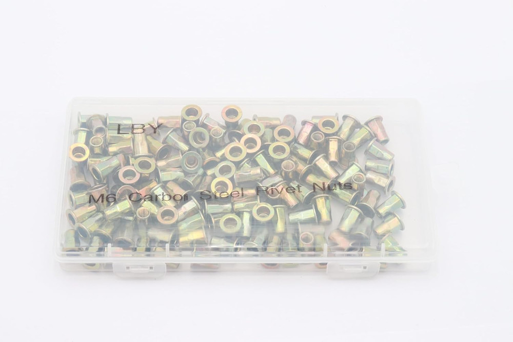 LBY 60Pcs Carbon Steel Rivet Nuts, M6 Thread Insert Nutsert (Half-Hexagonal) Riv