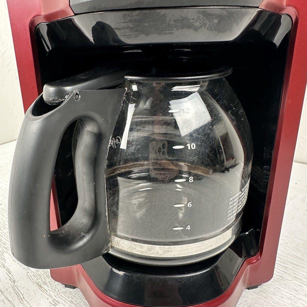 Mr. Coffee 12 Cup Programmable Drip Coffee Maker Brew Strength Selector Dark Red