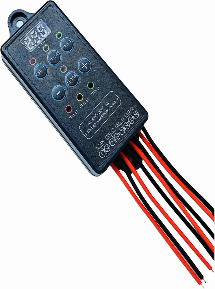 AC 110/240V 3 Channel Light Controller Sequencer with 50+ Modes,Easy to Program