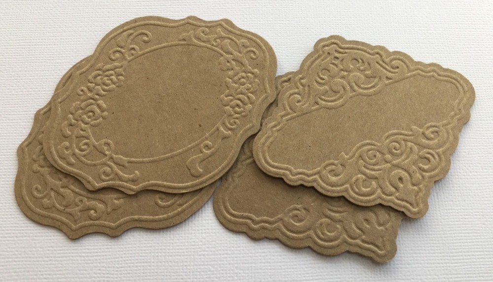 *EMBOSSED LABELS*  Tags & Mats - Bare Chipboard Die Cuts - 2 Styles