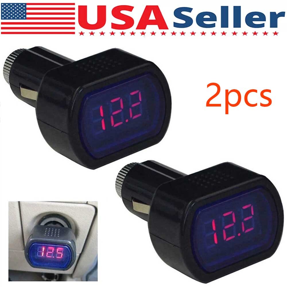 2pcs Car Cigarette Socket LED Volt Battery Voltage Meter Tester Detector 12V/24V
