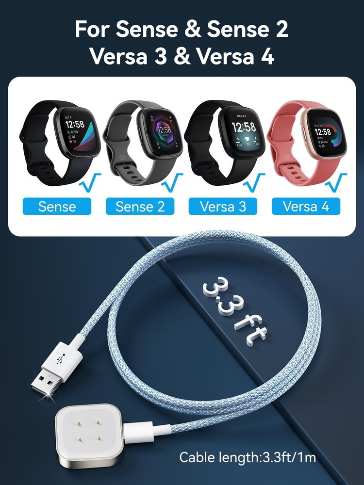 Type C Charger Cable for Fitbit Versa 3 Versa 4 / Sense 2 Charging Accessories