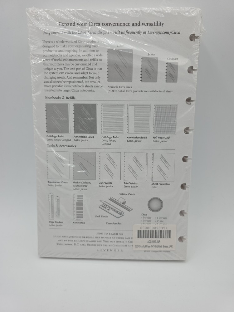 Levenger Junior Size Full Page Grid Refill Sheets For Circa Notebook Open Pack