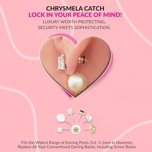 Secure Locking Earring Backs - Platinum Finish, Fits Most Posts, Protects Diamon
