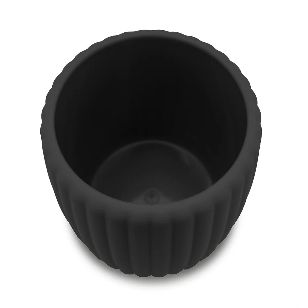 Rubberized Plastic Ribbed Toothbrush Holder, Black