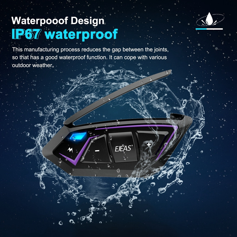 2Pcs Helmet Mesh Bluetooth Intercom Motorcycle Headset Communication 8 Riders